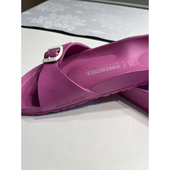 BIRKENSTOCK Madrid Sandals Pink Purple Eva Flat Slides Buckle Comfort Sz 38 / 7 - Picture 13 of 14